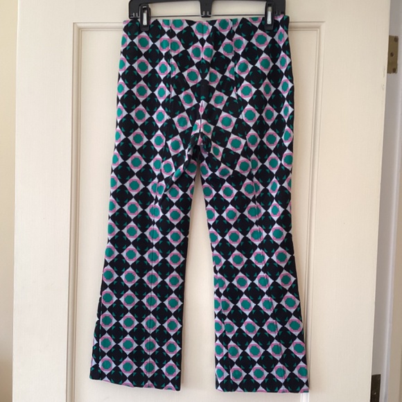 Maeve by Anthropologie The Margot Kick Flare Cropped Pants Stretch Geometric - Picture 7 of 14